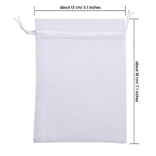 Mudder Organza Bolsa de Regalo Bodas Favor Bolsas Joyas, 50 Piezas (Blanco)