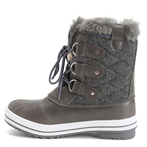 Mujer Acolchado Corto Pato Forrada De Piel Cordones Nieve Invierno Bota - GRT39 - AYC0036