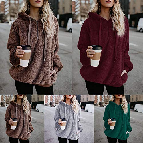 Mujer Caliente y Esponjoso Tops Chaqueta Suéter Abrigo Jersey Mujer Otoño-Invierno Talla Grande Hoodie Sudadera con Capucha riou