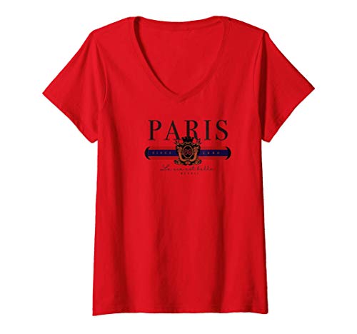 Mujer la vie est belle Paris T-shirt Camiseta Cuello V