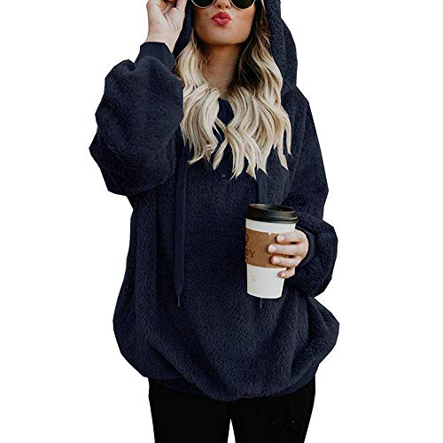 Mujer Sudadera Caliente y Esponjoso Tops Chaqueta Suéter Abrigo Jersey Mujer Otoño-Invierno Talla Grande Hoodie Sudadera con Capucha riou