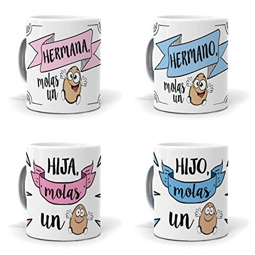 mundohuevo Regalo Madre. Taza Mamá, te Queremos un Huevo Regalo Madre