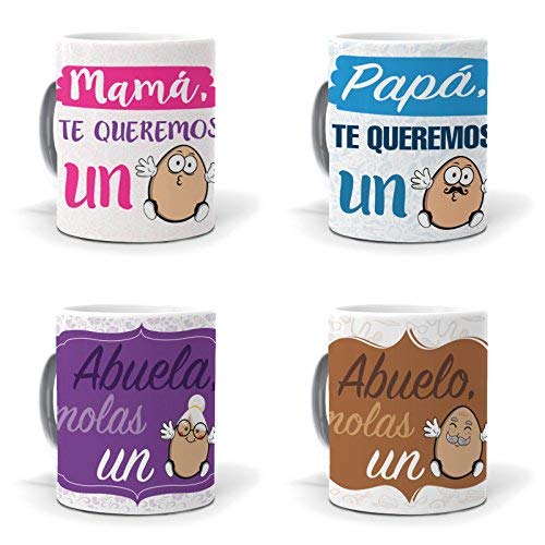 mundohuevo Regalo Madre. Taza Mamá, te Queremos un Huevo Regalo Madre