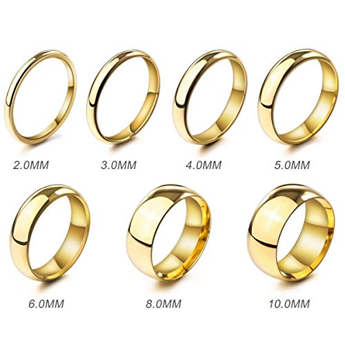 MunkiMix Ancho 4mm Acero Inoxidable Anillo Ring Banda Venda Oro Dorado Tono Alianzas Boda Talla Tamaño 20 Hombre,Mujer