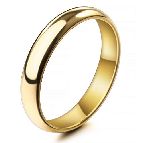 MunkiMix Ancho 4mm Acero Inoxidable Anillo Ring Banda Venda Oro Dorado Tono Alianzas Boda Talla Tamaño 20 Hombre,Mujer