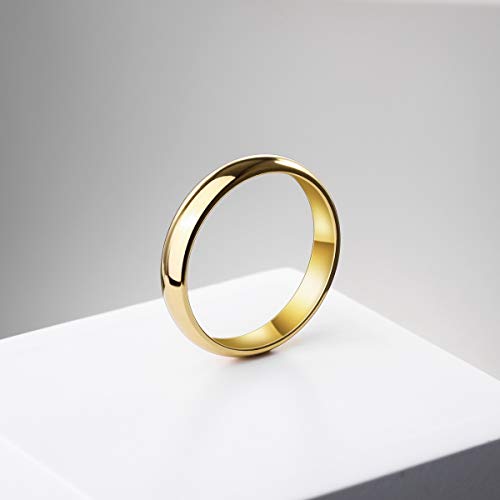 MunkiMix Ancho 4mm Acero Inoxidable Anillo Ring Banda Venda Oro Dorado Tono Alianzas Boda Talla Tamaño 20 Hombre,Mujer