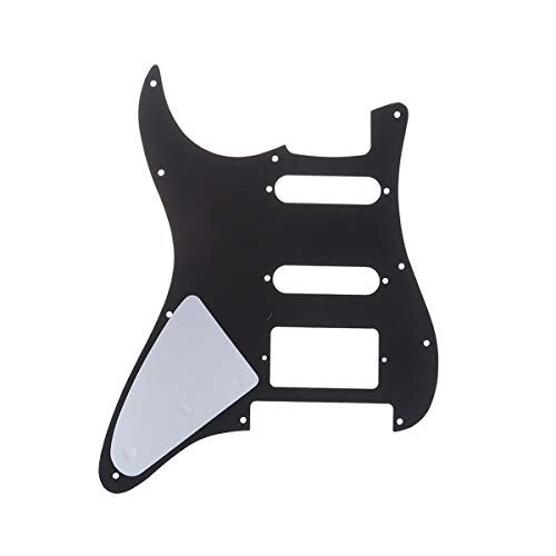 Musiclily Pro 11 Agujeros HSS Modern-Style Strat Pickguard Golpeador para Guitarra American/México Standard Stratocaster con Floyd Rose Puente Cut, 4 capas Black Pearl