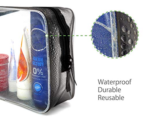 MyGadget Neceser Transparente Impermeable de Viaje para Avión - Set de Equipaje de Mano - Bolsa de Cosméticos, Porta Liquidos, Cremas, Champú - Talla L