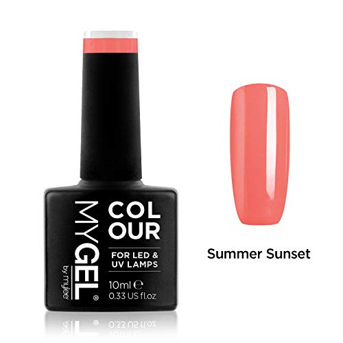 Mylee - Esmalte de uñas de gel de 10 ml [puesta de sol de verano] UV/LED para manicura y pedicura para uso profesional, salón y en el hogar [rango coral] - larga duración y fácil de aplicar