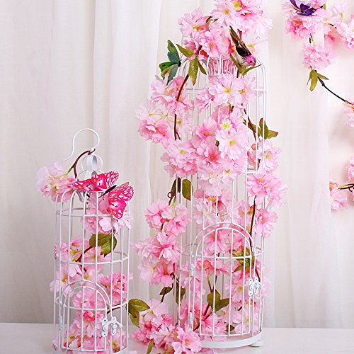 MZMing 2piezasx235cm Flores de Cerezo Artificiales Colgante Vines Guirnaldas de de Simulación Planta Flor Vid Hojas para Familiar la Fiesta Jardín Valla Boda de Navidad Decoración-Rosa