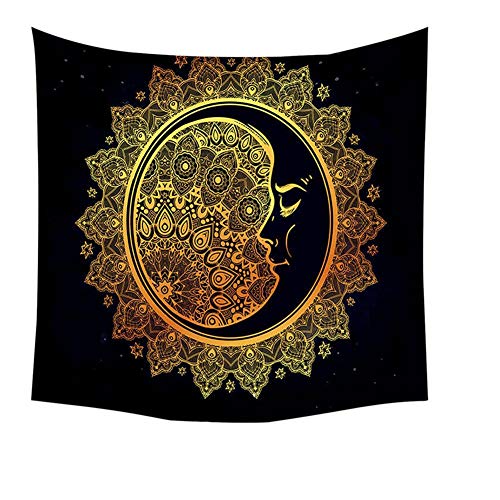 N / A Tapiz de Mandala Indio Soporte de Pared Sun Moon Stars Manta de Picnic Accesorios de decoración para el hogar Tapiz para Dormir de Yoga Tapiz de Tapiz de Arte A4 150x200cm