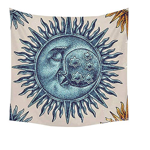 N / A Tapiz de Mandala Indio Soporte de Pared Sun Moon Stars Manta de Picnic Accesorios de decoración para el hogar Tapiz para Dormir de Yoga Tapiz de Tapiz de Arte A4 150x200cm