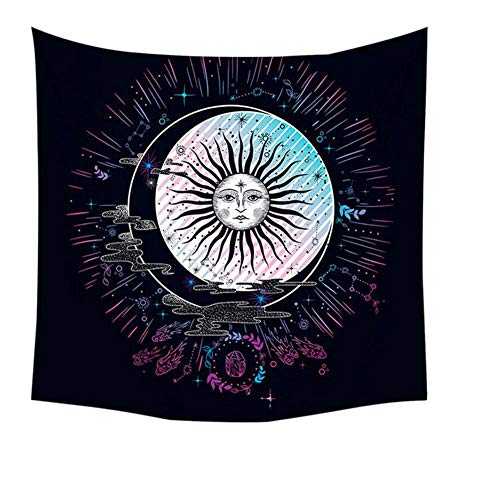 N / A Tapiz de Mandala Indio Soporte de Pared Sun Moon Stars Manta de Picnic Accesorios de decoración para el hogar Tapiz para Dormir de Yoga Tapiz de Tapiz de Arte A4 150x200cm