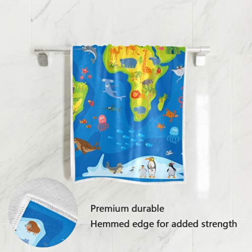 NaiiaN Altamente Absorbente Dibujos Animados Colorido Mapa de Animales Suave Toallas de baño Decorativas Grandes Invitado de Mano Multipropósito Lindo para el hogar Baño Baño SPA Hotel Gimnasio