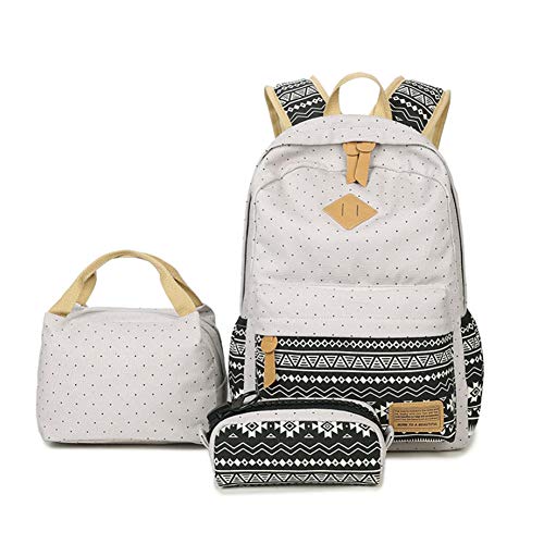 NALIDO Mujeres Adolescentes Mochila niños y niñas Escuela Mochila Ligera Mochila de Lona Bolsa de Bolsas para Libros Set 3 En Diario del Viajero 1 Mochila de Viaje Mochila Mochila,B,41x28x12CM