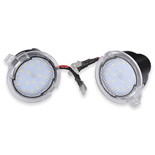 NATGIC 2pcs LED Luz Delantera Debajo del Espejo Luces del Espejo Retrovisor Luces del Charco del Espejo Retrovisor Lateral del Coche Luz de Bienvenida del Coche 12V - Blanco