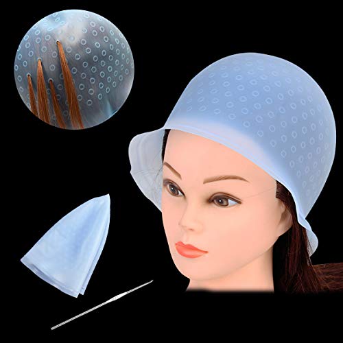 NATUCE Gorro de Silicona para Hacer Mechas, Gorro para Mechas Peluqueria, Gorro para Mechas y Aguja (Rosado)