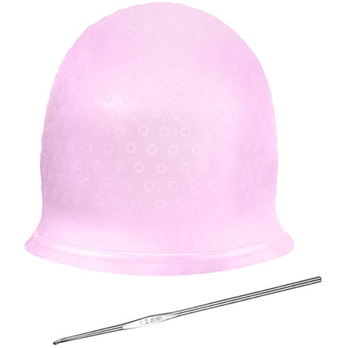 NATUCE Gorro de Silicona para Hacer Mechas, Gorro para Mechas Peluqueria, Gorro para Mechas y Aguja (Rosado)