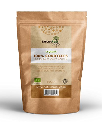 Natures Root Cordyceps biológicos en polvo de setas - Certificado polvo puro orgánicos | suplementos súper alimenticios | Adadptogene | fortalecimiento del sistema inmunológico | Regeneración y fuent