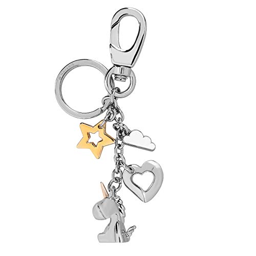 Navaris Llavero de Unicornio con Estrella Nube y corazón - Llaveros de Metal con mosquetón para Llaves de casa y Coche - Cadena metálica Decorativa