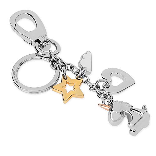 Navaris Llavero de Unicornio con Estrella Nube y corazón - Llaveros de Metal con mosquetón para Llaves de casa y Coche - Cadena metálica Decorativa