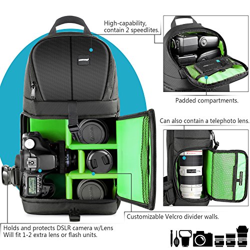 Neewer Professional Mochila con Funda para Cámara Nikon Canon Sony y otras Cámaras y Lentes DSLR Trípode otros Accesorios Bolsa Resistente al Agua y a Prueba de Roturas con Divisores Acolchados