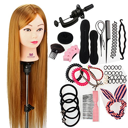 Neverland Beauty 76 cm cabezas de ejercicios para peinar peinado cosmétologie práctica maniquí muñeca 100% de cabello sintéticas + Elefante & Hairdressing herramientas accesorios Set # 27