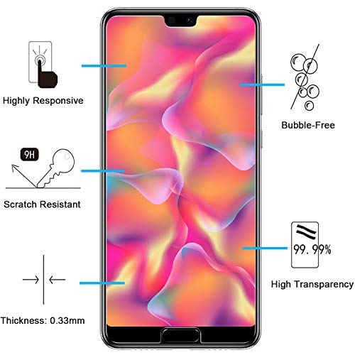 NEW'C 2 Unidades, Protector de Pantalla para Huawei P20, Antiarañazos, Antihuellas, Sin Burbujas, Dureza 9H, 0.33 mm Ultra Transparente, Vidrio Templado Ultra Resistente