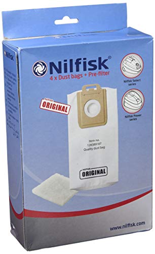 Nilfisk 128389187 Bolsas Aspirador, Teflón, Blanco