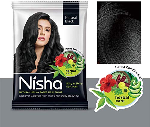 Nisha - Tinte de henna en polvo para cabello de color natural (10 g, 10 unidades)