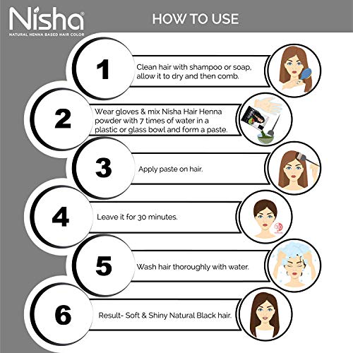 Nisha - Tinte de henna en polvo para cabello de color natural (10 g, 10 unidades)