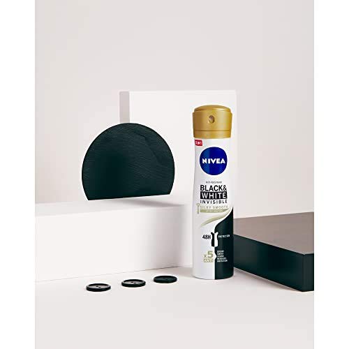 NIVEA Black & White Invisible Silky Smooth Spray en pack de 6 (6 x 200 ml), desodorante antitranspirante para una piel suave, desodorante spray para proteger la ropa