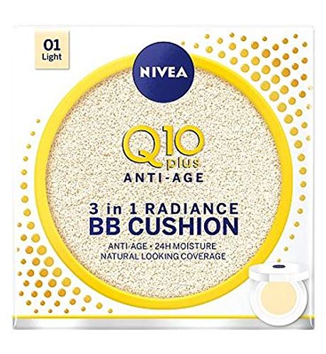 NIVEA Q10 Anti-Envejecimiento BB Crema Cojín Luz, 24H Antiarrugas Humedad, 15g