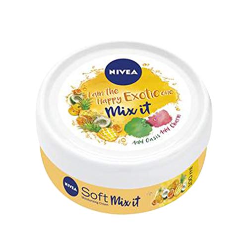 NIVEA Soft Mix It Happy Exotic (1 x 100 ml), crema hidratante con fragancia de frutas tropicales, crema multiusos para el cuidado de la piel de manos, cara y cuerpo