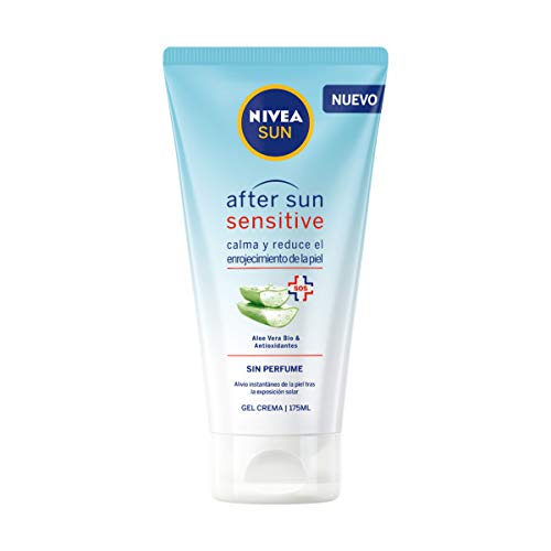 NIVEA SUN After Sun Sensitive Gel-Crema (1 x 175 ml), crema calmante con aloe vera, crema hidratante para piel sensible y con alergia al sol