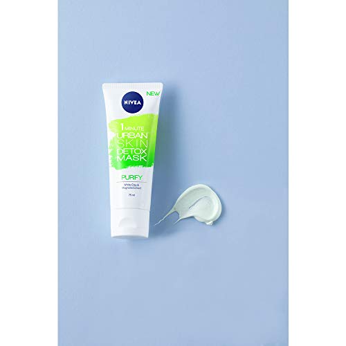 NIVEA Urban Skin Detox Mascarilla Purificante 1 Minuto en pack de 6 (6 x 75 ml), mascarilla facial detox, mascarilla de cuidado facial con efecto peeling exfoliante