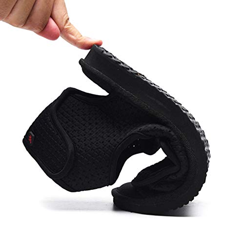 Nwarmsouth Zapatillas diabéticas Vendaje Zapatos,Zapatos de Tobillo Antiarrugas, Zapatos amortiguadores ajustables-43_Black,Zapato de Velcro Zapato de Salud cómodo