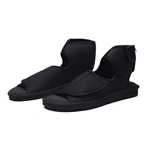 Nwarmsouth Zapatillas diabéticas Vendaje Zapatos,Zapatos de Tobillo Antiarrugas, Zapatos amortiguadores ajustables-43_Black,Zapato de Velcro Zapato de Salud cómodo