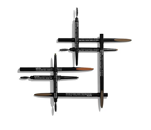 NYX Professional Makeup Lápiz de cejas Precision Brow Pencil, Dos lados: lápiz de cejas y cepillo espiral, Fórmula vegana, Tono: Ash Brown