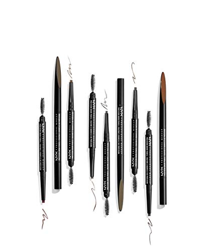 NYX Professional Makeup Lápiz de cejas Precision Brow Pencil, Dos lados: lápiz de cejas y cepillo espiral, Fórmula vegana, Tono: Ash Brown