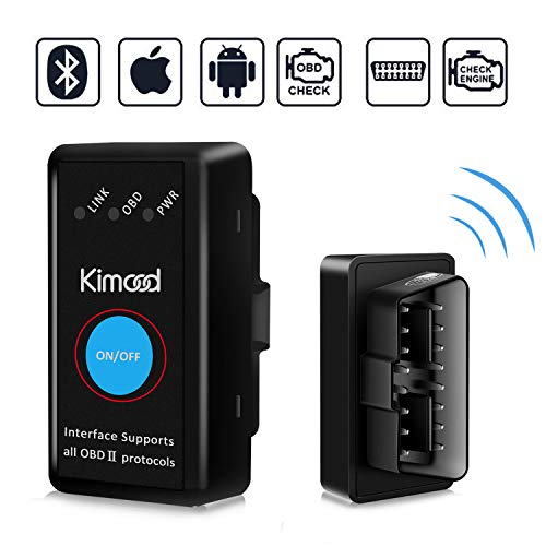 OBD2 Bluetooth 4.0 Kimood Nueva Versión Auto Diagnostico de Coche OBD2 Diagnosticos, Mini adaptador inalámbrico OBD2 Bluetooth para iPhone iOS Android Windows Symbian Tablet Smartphone, Negro