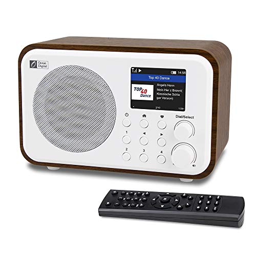 Ocean Digital WiFi Internet Radios WR-336N Radio digital portátil con batería recargable Receptor Bluetooth con pantalla a color de 2.4 ", 4 botones preestablecidos, soporte UPnP y DLNA-Negro