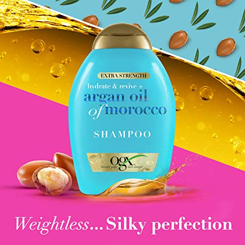 OGX, Champú Aceite de Argan Extra Strength, Hidrata y Repara, Cabellos Dañados, 385ml