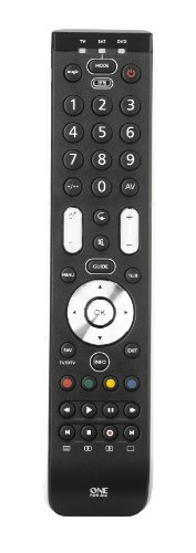 One For All URC7130 - Mando a distancia Universal Essence 3 para 3 dispositivos TV, TNT (Satélite, decodificador/cable) y DVD/Blu-ray - Control remoto universal - Funciona con todas las marcas – Negro