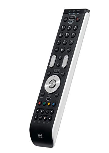 One For All URC7130 - Mando a distancia Universal Essence 3 para 3 dispositivos TV, TNT (Satélite, decodificador/cable) y DVD/Blu-ray - Control remoto universal - Funciona con todas las marcas – Negro