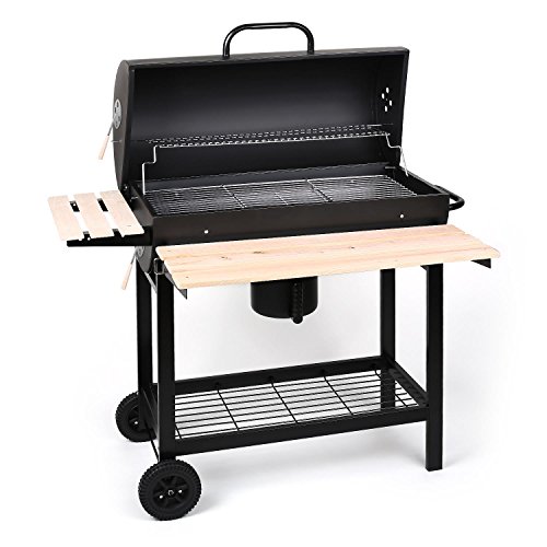 Oneconcept Beefbutler Smoke Edition - Parrilla de carbón con ahumador, Barbacoa, BBQ, Grill, Asador Directo o indirecto, Rejillas de ventilación, 100x95x55 cm, Portátil con Ruedas, Negro