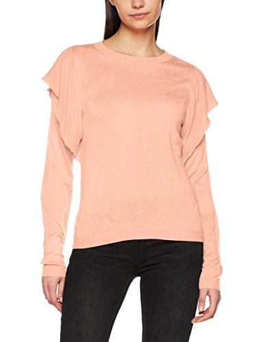 Only Onllova L/s Ruffle Pullover CC Knt suéter, Rosa (Cream Pink Detail: W Melange), 36 (Talla del Fabricante: Small) para Mujer