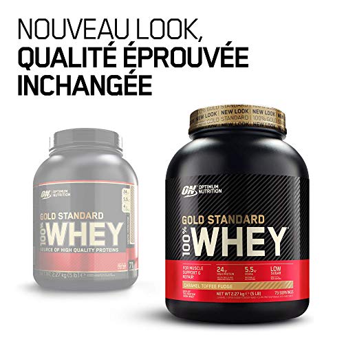 Optimum Nutrition ON Gold Standard 100% Whey Proteína en Polvo Suplementos Deportivos, Glutamina y Aminoacidos, BCAA, Crema de Plátano, 76 Porciones, 2.28kg, Embalaje Puede Variar