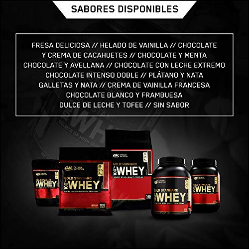 Optimum Nutrition ON Gold Standard 100% Whey Proteína en Polvo Suplementos Deportivos, Glutamina y Aminoacidos, BCAA, Fresa Deliciosa, 76 porciones, 2.27 kg, Embalaje puede variar