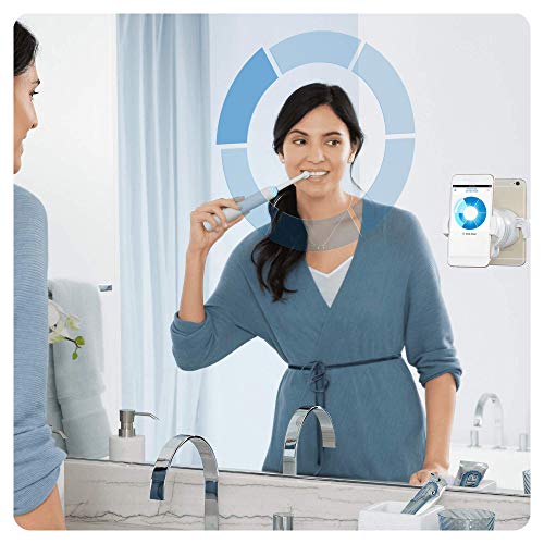 Oral-B Genius 8000N CrossAction - Cepillo Eléctrico, 1 Plata Mango Conectado, 5 Modos Blanqueado, Sensible, Encías, 3 Cabezales, Funda de Viaje Premium